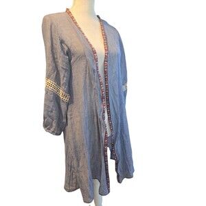 Do Everything in Love Boho Crochet Sleeve Kimono Beachwear Women One Size blue